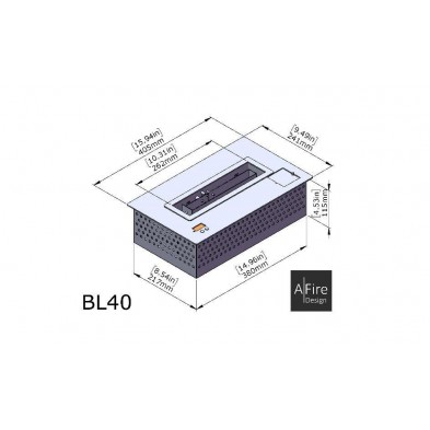 Dimensiones BL 40 - Quemador de bioetanol inteligente con mando a distancia