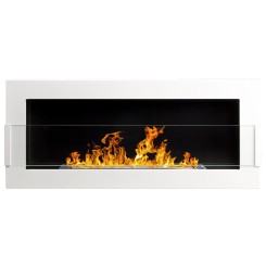 Chimenea de bioetanol blanca Arne con cristal frontal