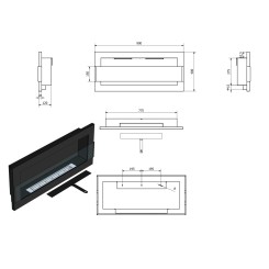 Dimensiones chimenea bioetanol Kamin con cristal