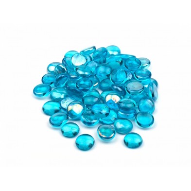 Cristal decorativo redondo para chimeneas de bioetanol azul claro