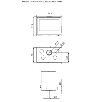 Dimensiones Insertable de leña Carbel I-80