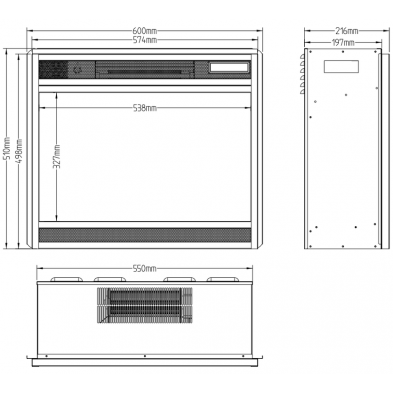 Dimensiones Insert LED 60 3D