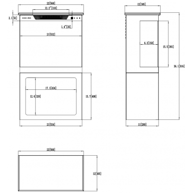 Dimensiones Tower 56 + stand
