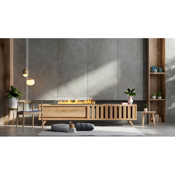 Quemador de bioetanol de acero con cristal de 100 cm - El Club del Fuego