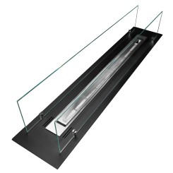 Quemador de bioetanol de acero con cristal de 100 cm
