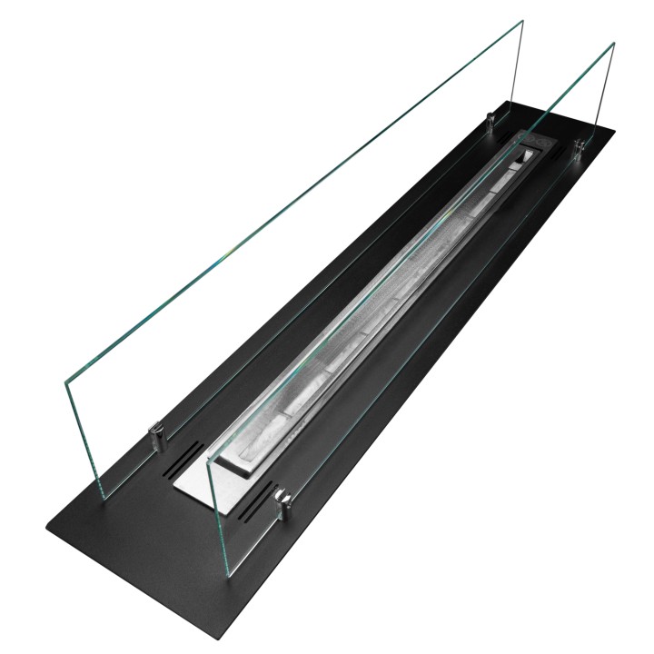 Quemador de bioetanol de acero con cristal de 100 cm