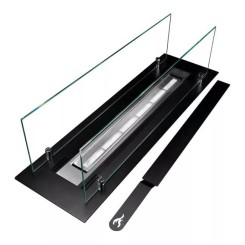 Quemador de bioetanol de acero con cristal de 65 cm