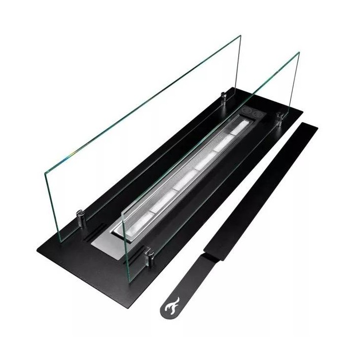 Quemador de bioetanol de acero con cristal de 65 cm