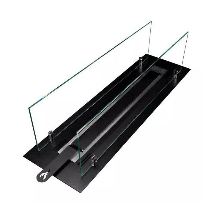 Quemador de bioetanol de acero con cristal de 65 cm