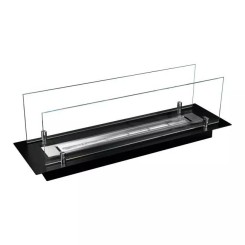 Quemador de bioetanol de acero con cristal de 65 cm