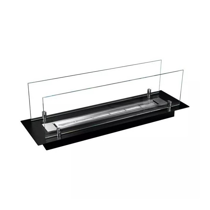 Quemador de bioetanol de acero con cristal de 65 cm