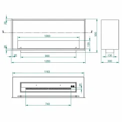 Dimensiones Chimenea bioetanol Saturno 120