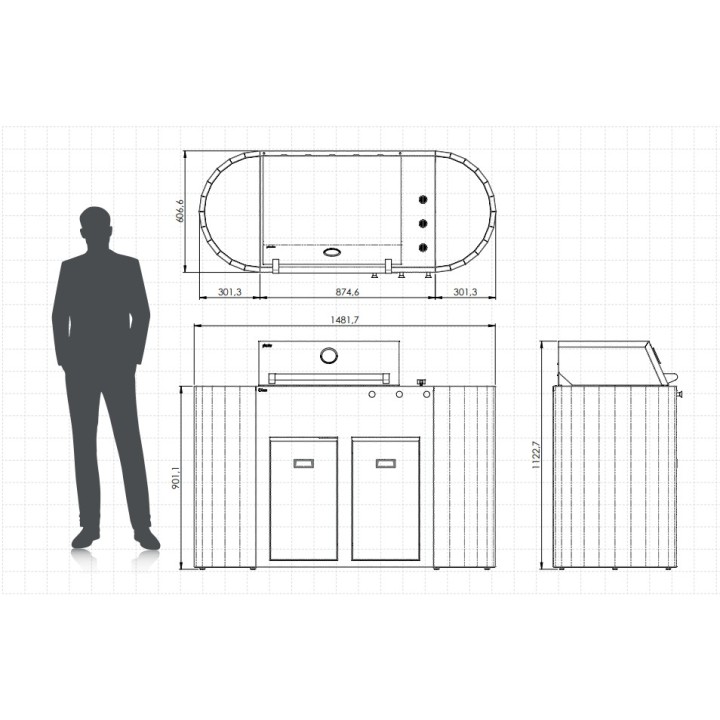 Dimensiones cocina gas exterior Planika OVO GS