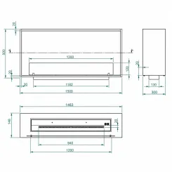 Dimensiones chimenea de bioetanol Saturno 150